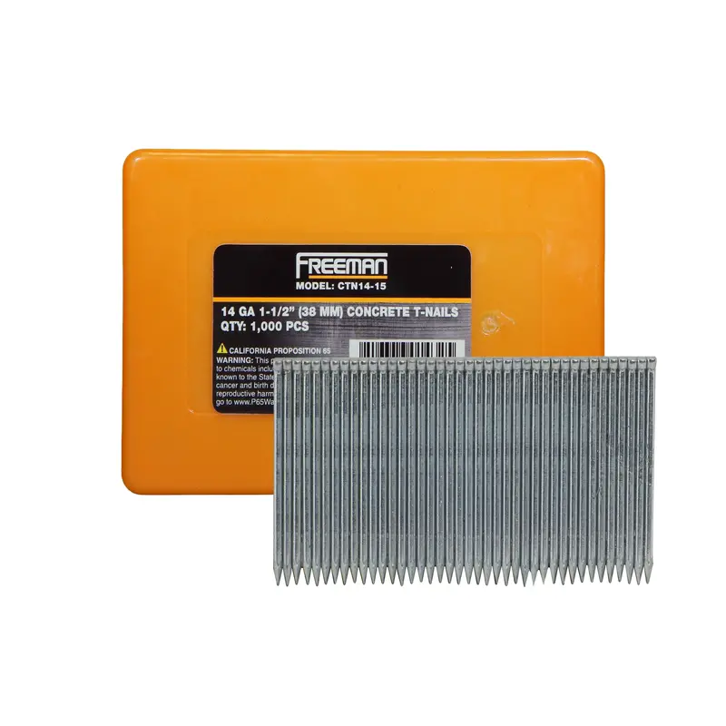 14-Gauge Electrogalvanized Concrete T-Nails (1-1/2″ to 2-1/2″) – Glue Collated, 1000 Count