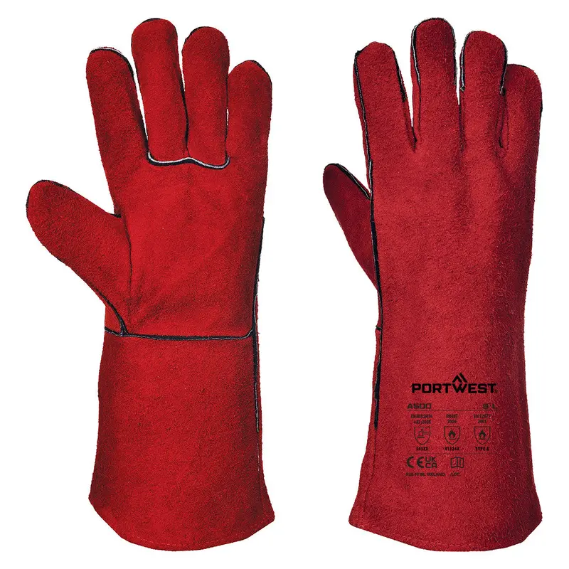 210-Series Red Split-Leather Welding Gauntlets – 14″ Length (PPEG009)