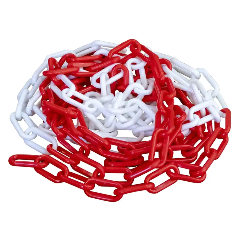 25-Metre Red-and-White Plastic Link Chain – Lightweight Safety Chain for Crowd Control (ZSE074)