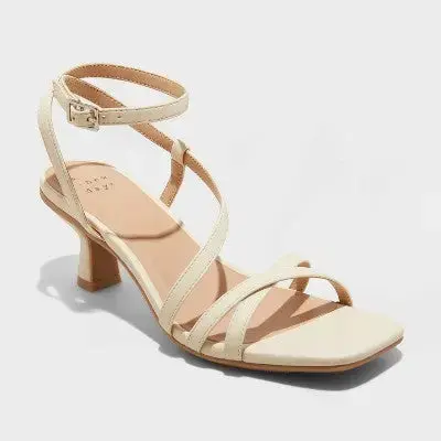 A New Day Louis Low Heel Sandals – Faux Leather Ankle Strap