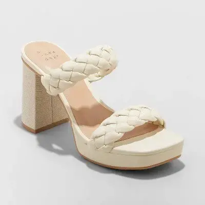 A New Day Women’s Braided Chunky Block Heel Sandals – 3.25″ Platform