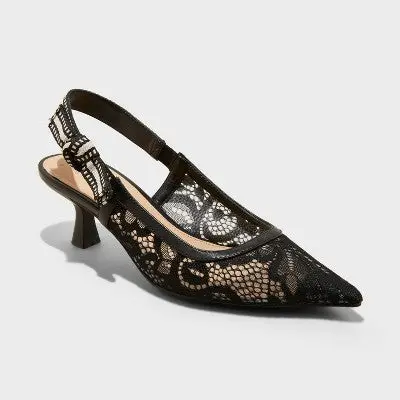A New Day Women’s Milan Slingback Kitten Heel Pumps – Classic Elegance