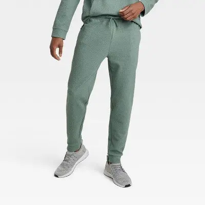 All In Motion Men’s Textured Fleece Joggers – Midweight Cotton Sweatpants