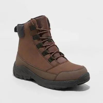 All In Motion Men’s Waterproof Faux Leather Hiking Boots – Lace-Up Ankle Style
