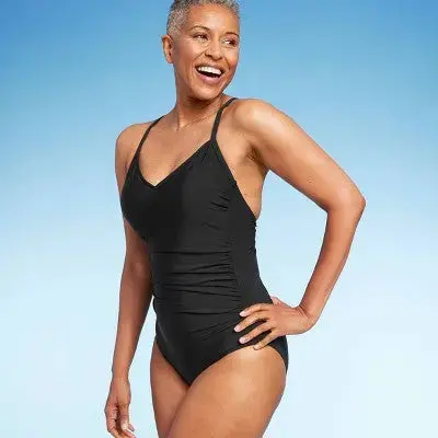 Aqua Green Ring-Back One-Piece Swimsuit with UPF 50+ Protection