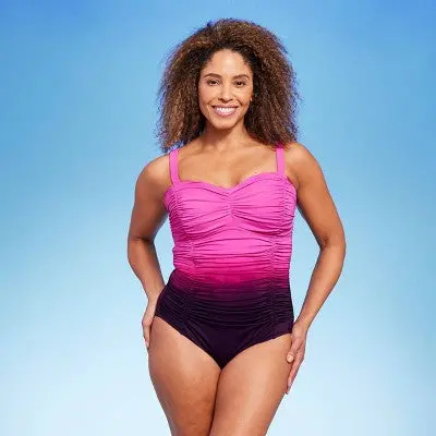 Aqua Green Shape + Style Women’s UPF 50+ One-Piece Swimsuit – Flattering Fit