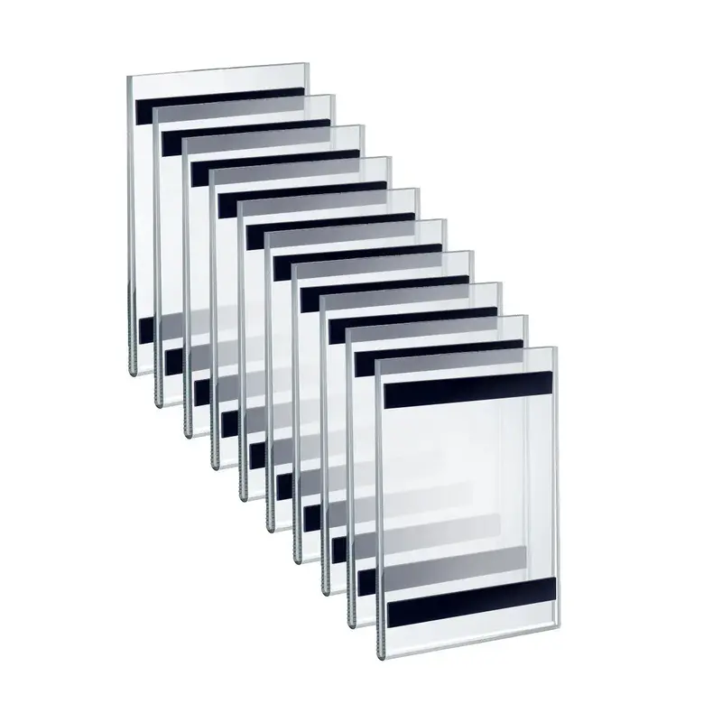 Clear Acrylic Vertical Sign Holders with Magnet Back – 5″ x 7″, Portrait Orientation – 10-Pack