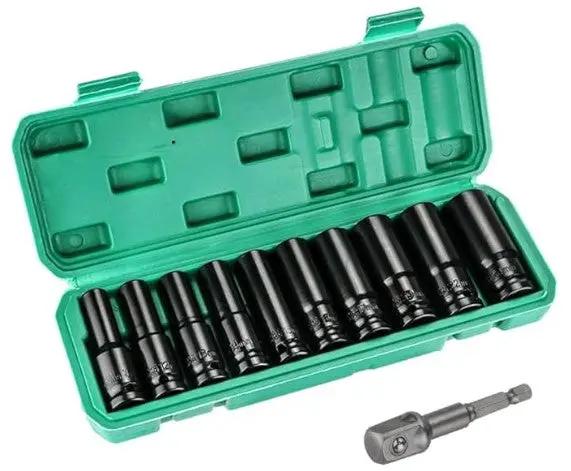 Deep-Well Impact Socket Set for Tight-Fit Fasteners