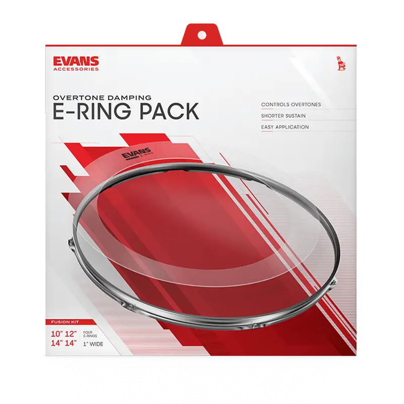Evans E-Ring Fusion Drumhead Ring Pack – 10″, 12″, 14″, 14″