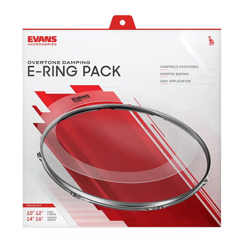 Evans E-Ring Rock Drumhead Ring Set – 10″, 12″, 14″, 16″
