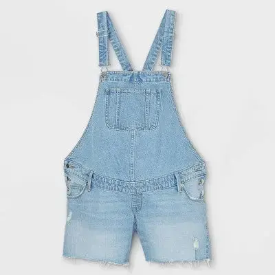 Isabel Maternity Denim Shortalls – Adjustable Maternity Romper Jumpsuit