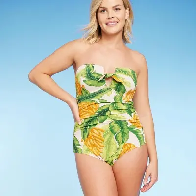 Kona Sol Bandeau One-Piece Swimsuit – Full-Coverage Swimwear for Women
