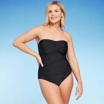 Kona Sol Women’s Bandeau One-Piece Swimsuit with Tummy Control