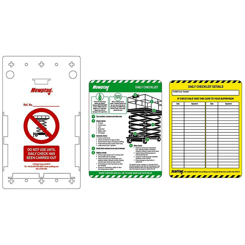 MEWP Safety Inspection Tags – Compliant Labeling – ZPA011