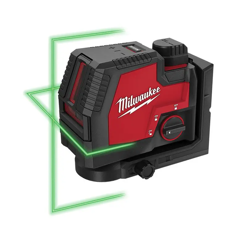 Milwaukee 100-Foot REDLITHIUM Cross Line Laser Level – Open-Box, USB-Rechargeable with Charger