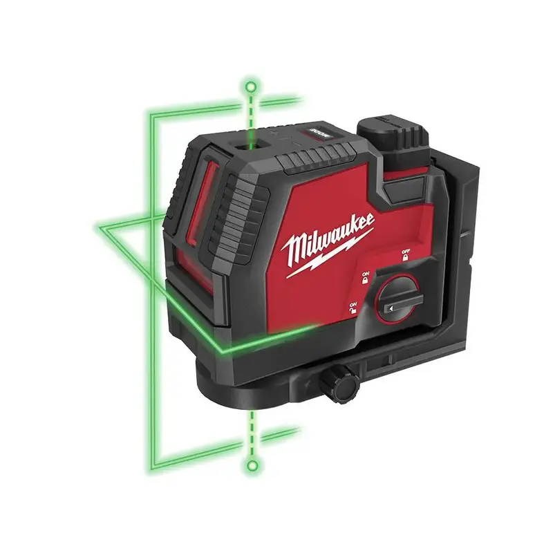 Milwaukee Green 100-Foot Cross Line & Plumb Laser Level – Open-Box w/ REDLITHIUM USB Battery & Charger
