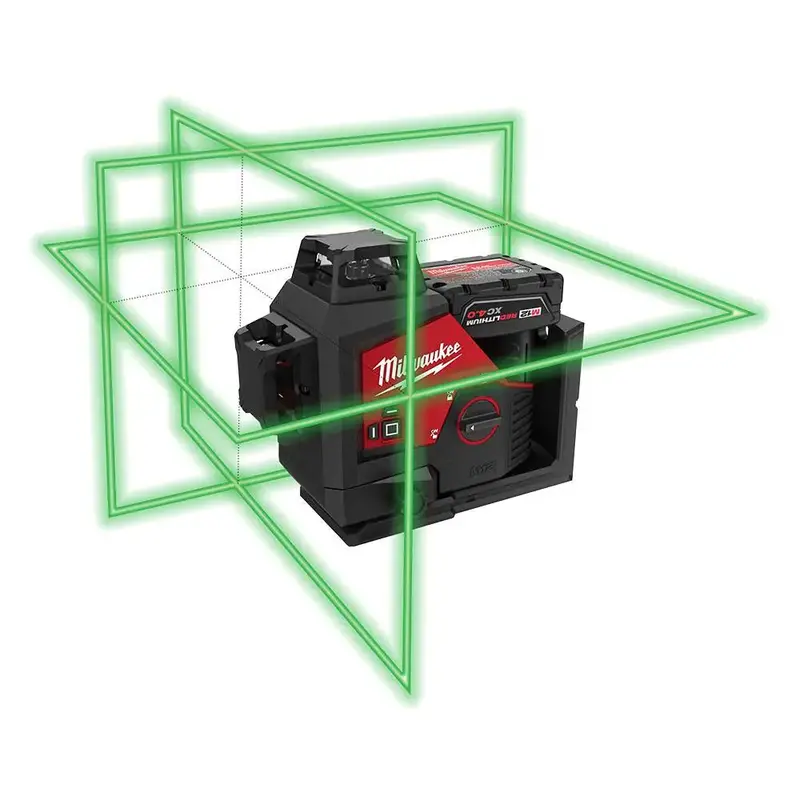 Milwaukee M12 Green Laser Level Kit – 250-Foot 3-Plane Alignment, Open-Box with 4.0Ah Battery & Case