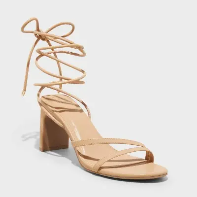Open Box: A New Day Chunky Block-Heel Lace-Up Sandals with Crisscross Straps