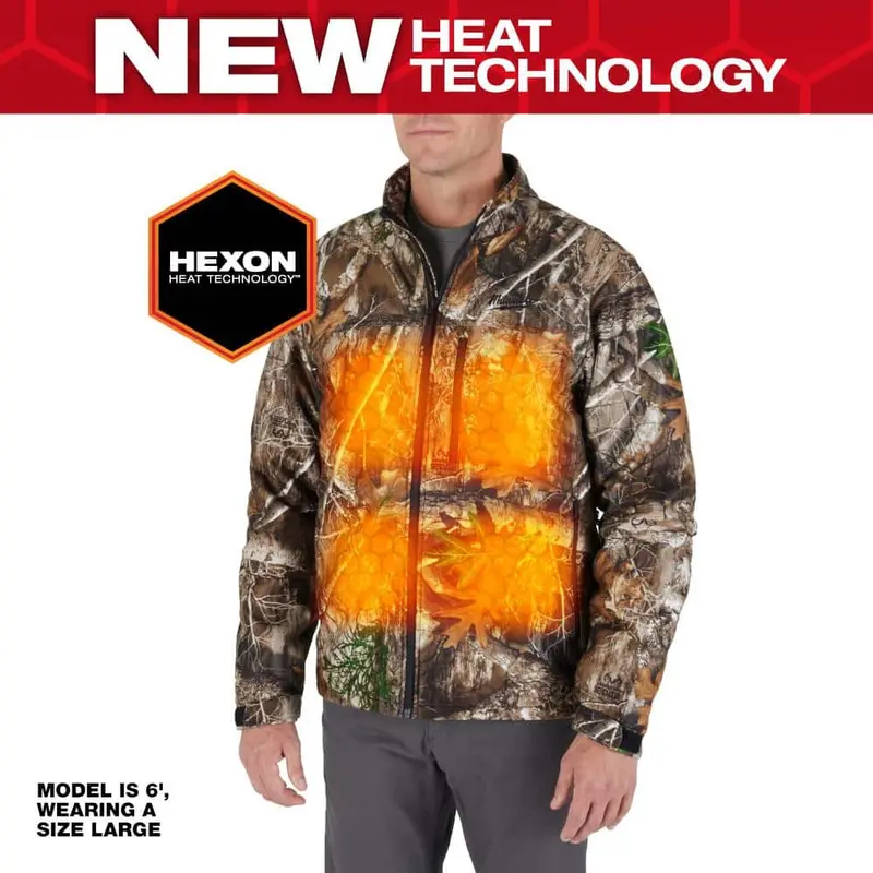 Open-Box Men’s XL M12 Cordless Heated Camo Jacket — Quiet Shell Design, Includes 3.0Ah Battery & Charger