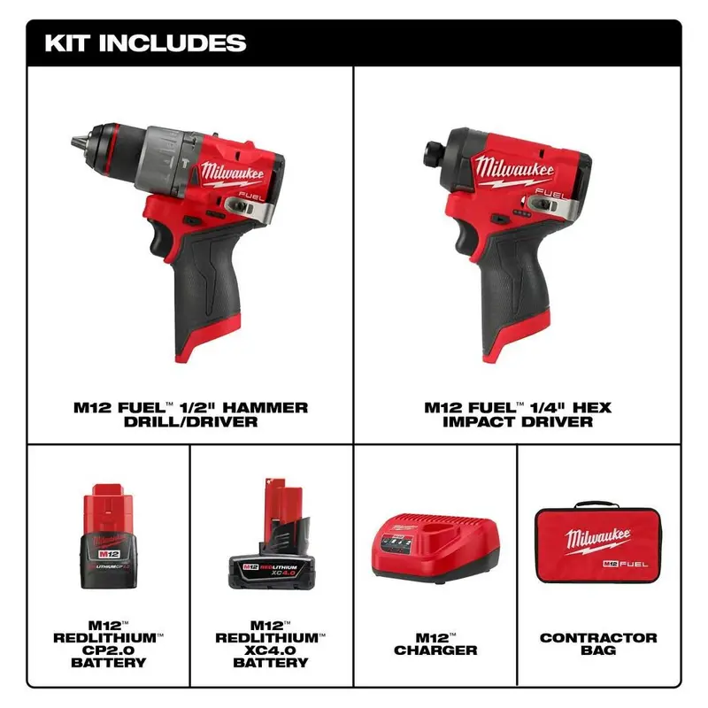 Open-Box Milwaukee M12 FUEL 2-Tool Combo Kit (Model 3497-22)