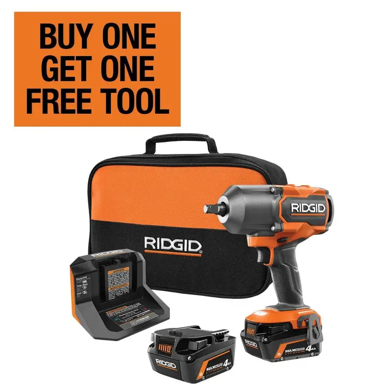 Open-Box RIDGID 18V Brushless 4-Mode 1/2″ High-Torque Impact Wrench Kit with Dual 4.0Ah Batteries & Charger