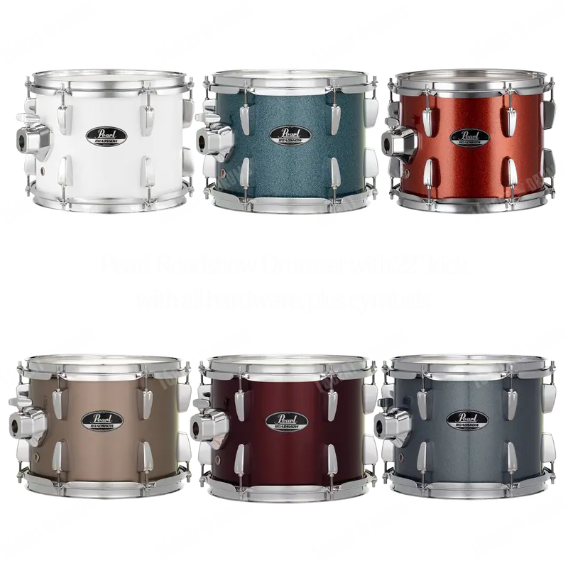 Pearl RS-525-S-B-C-C Roadshow 5-Pc Drum Set with 22″ Kick, 3 Cymbals, Hardware & Throne