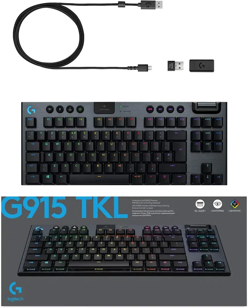 Refurbished Logitech G915 LIGHTSPEED TKL Wireless Mechanical Keyboard – GL Clicky Switches
