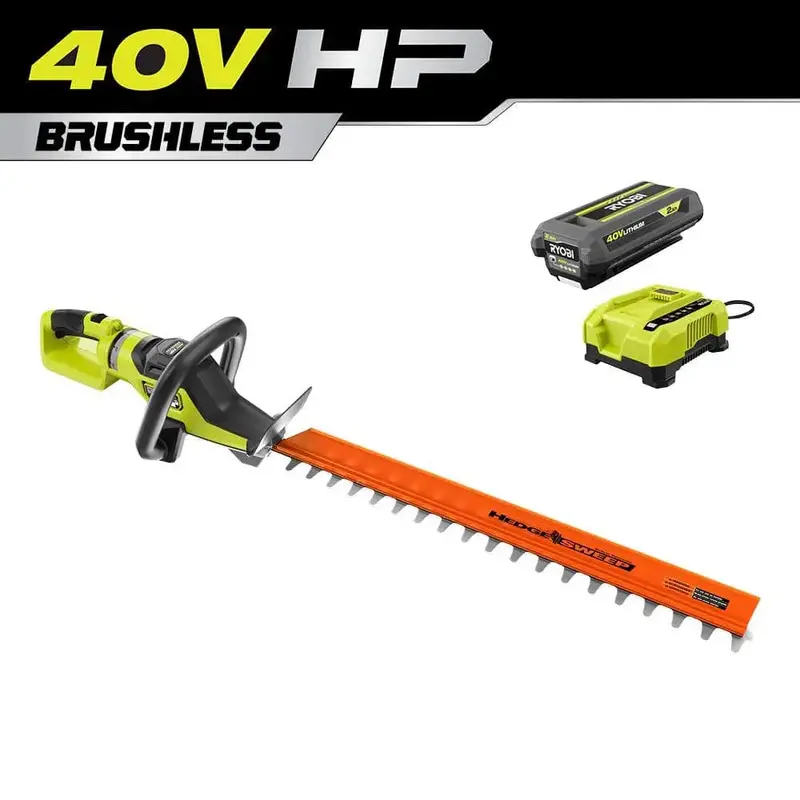 Refurbished Ryobi 40V HP Brushless 26-Inch Cordless Hedge Trimmer Kit – Includes 2.0 Ah Battery & Charger