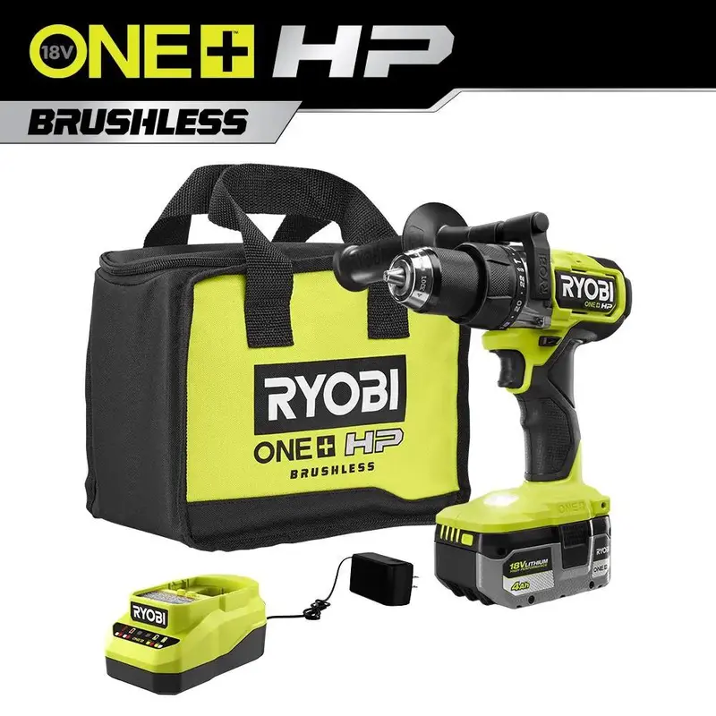 Refurbished RYOBI ONE+ HP 18V Brushless 1/2″ Hammer Drill Kit – Includes 4.0 Ah Battery, Charger & Tool Bag