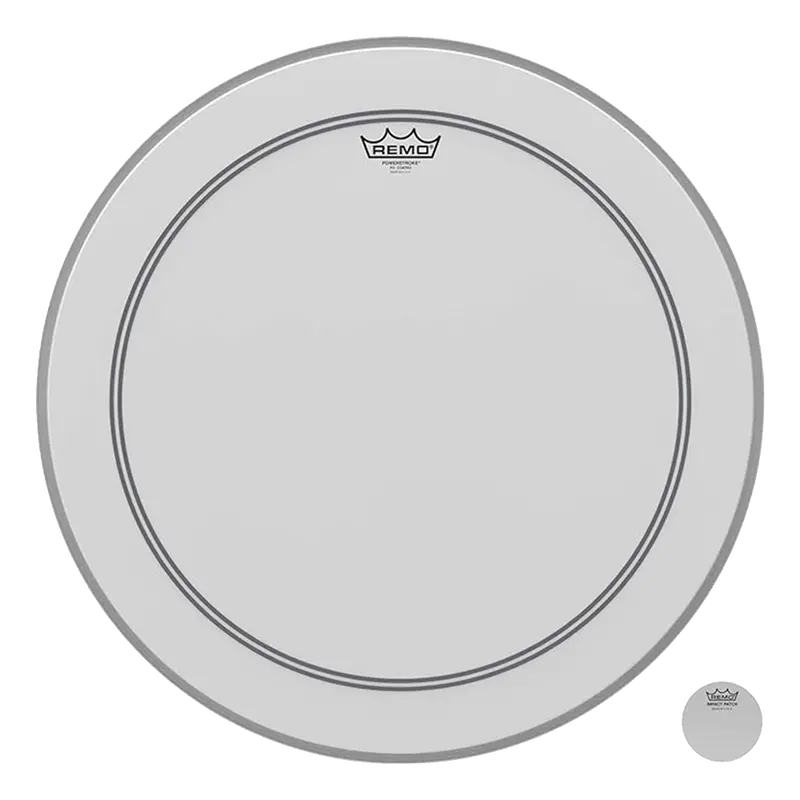Remo Powerstroke 3 P3 Drumhead – 22″ Smooth White with Falam Ring