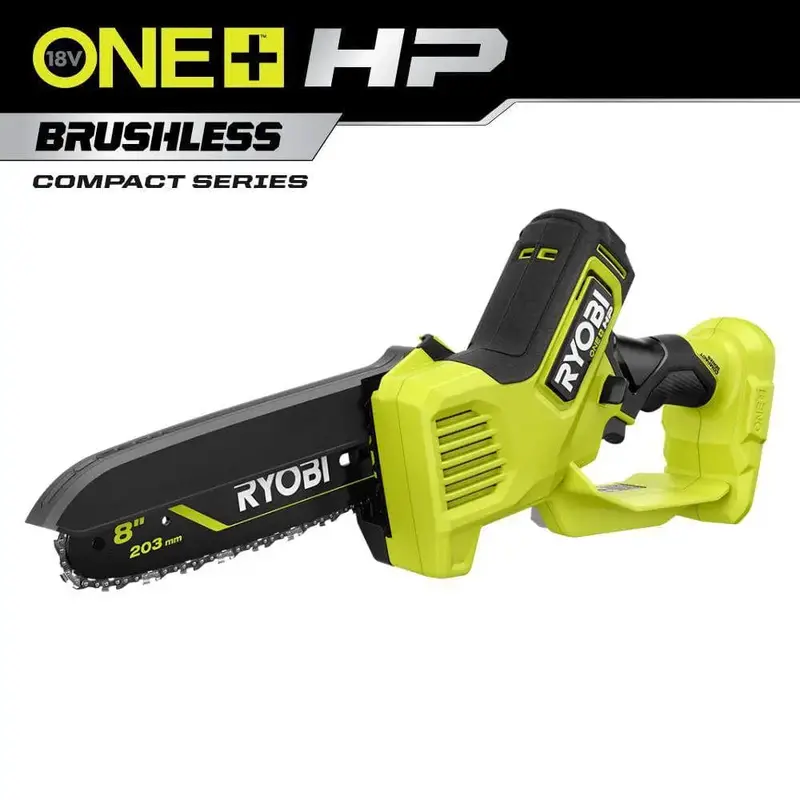 RYOBI ONE+ HP 18V Brushless Mini Pruning Chainsaw – Open-Box (8″, Tool-Only)