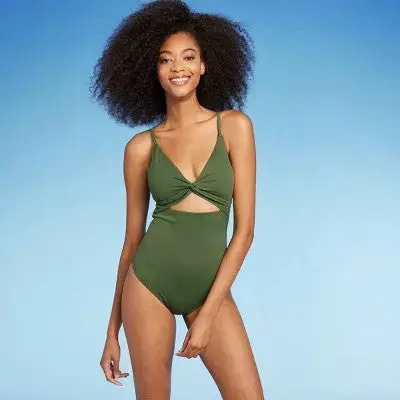 Shade & Shore Women’s Cheeky One-Piece Swimsuit – Cut-Out Keyhole Design