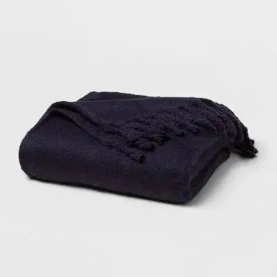 Threshold Faux Mohair Knitted Throw Blanket with Fringe – 80″ x 60″, Midweight