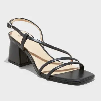 Wild Fable Chunky Block Heel Sandals with Ankle Strap – Faux Leather
